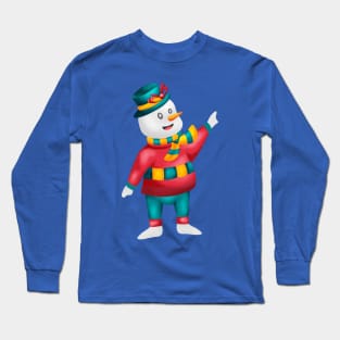 Simple Draw Snowman Cartoon Vector Illustration Design Happy Ice Man for Christmas Holiday Long Sleeve T-Shirt